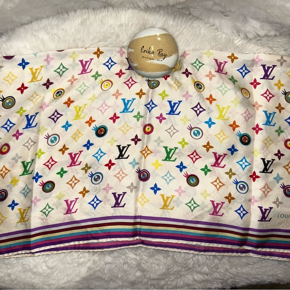 Louis Vuitton Murakami Eye Love Multicolor Silk Scarf - Picture 2 of 9